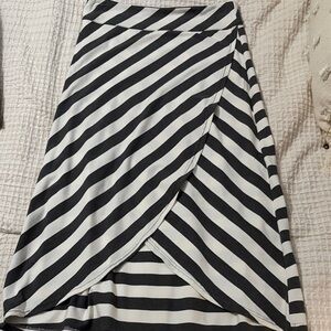 Athleta Striped Asymmetrical Skirt in Black and White